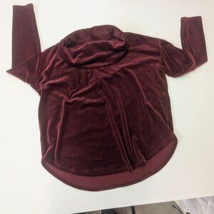 Lou & Grey for Loft Maroon Velour Cowlneck Size XS